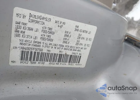 2007 Chrysler Aspen Limited from USA, damaged, VIN 1A8HW58297F567568